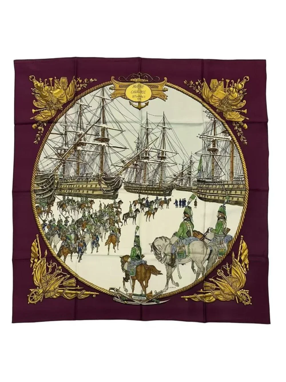 Hermes Scarf Silk Marine Et Cavalerie Sea and Cavalry - Picture 1 of 9